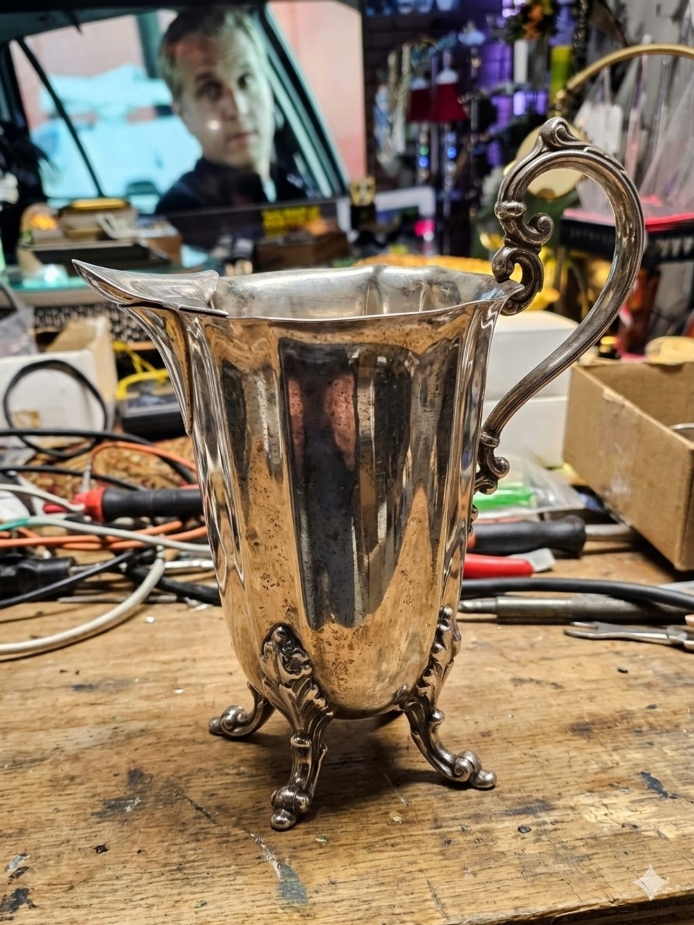 Elegant Silver-Plated Footed Creamer Pitcher